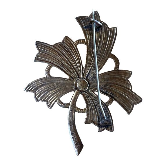 Vintage 925 Norway Sterling Silver Enamel Flower Brooch Pin - Picture 7 of 10